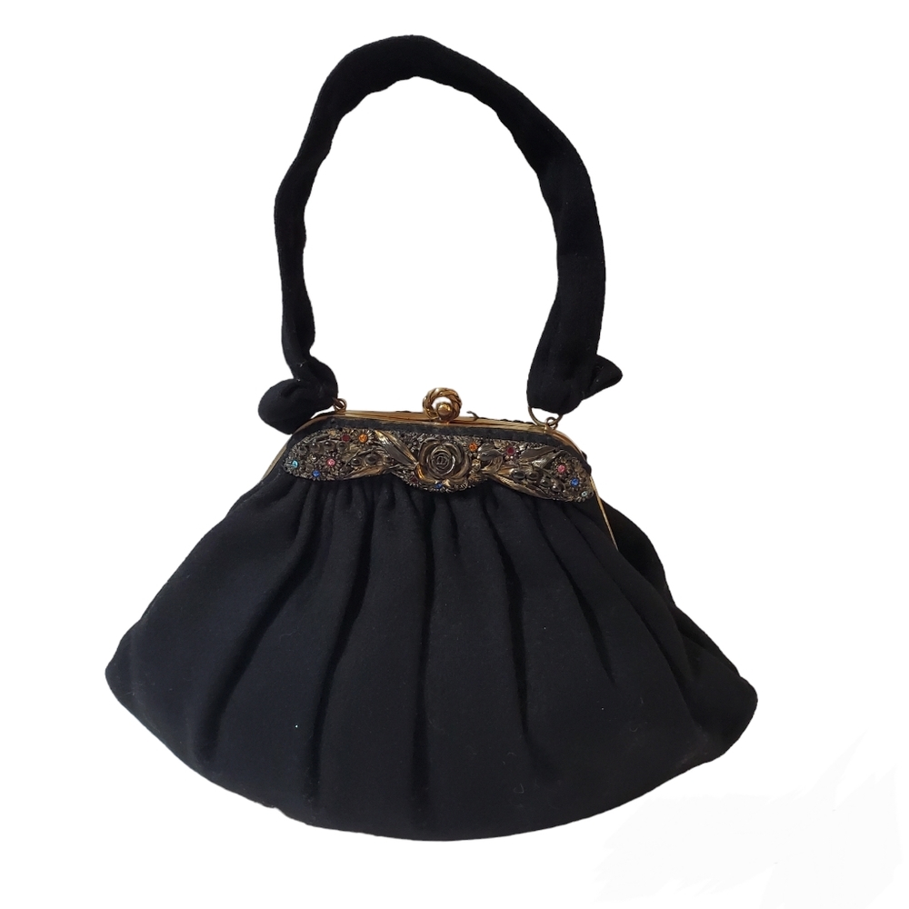 Vintage Guild Creations Wool Evening Handbag Black